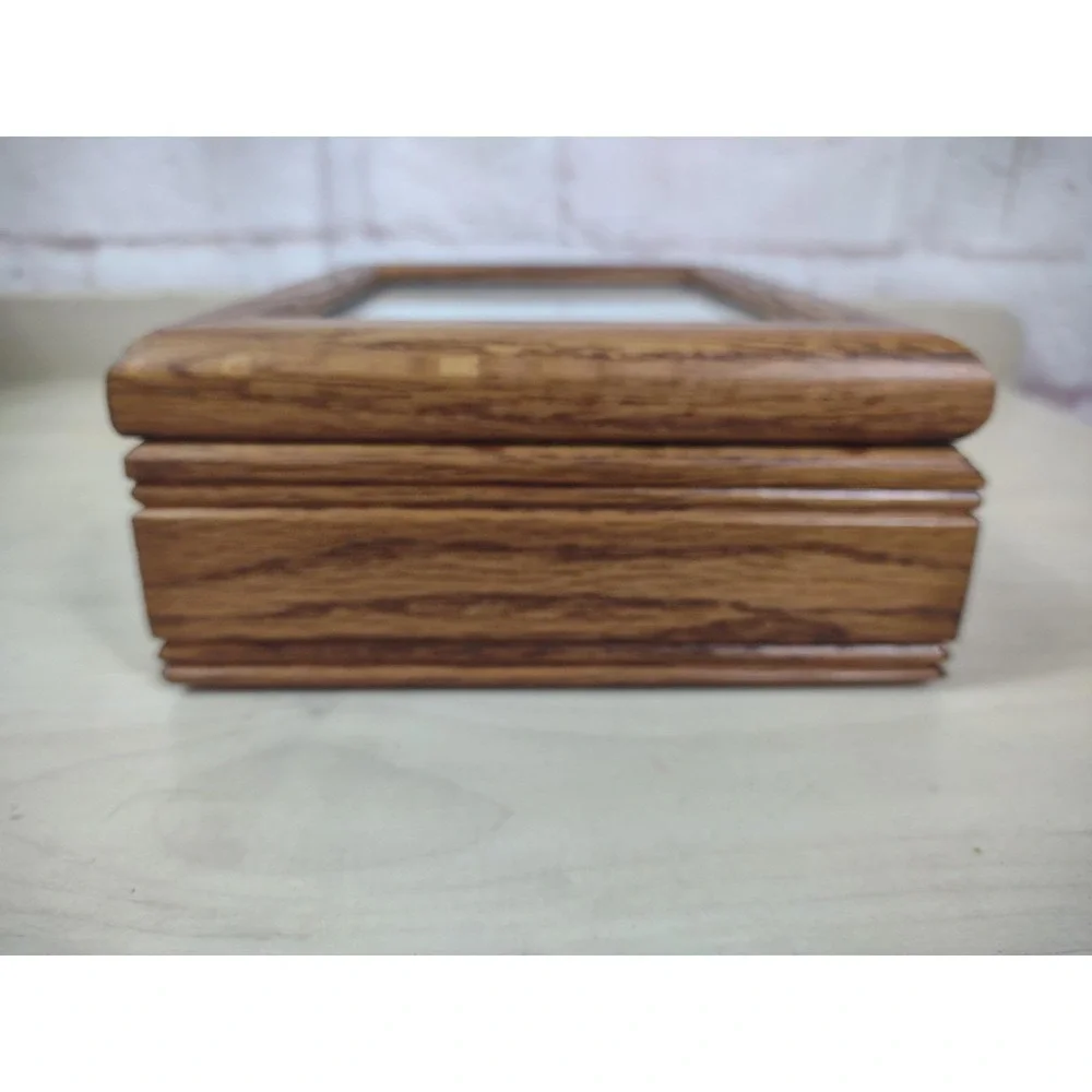 Wooden Storage Box 4x6 Picture Photo Organizer Case Drawer Keepsake Chest Stash